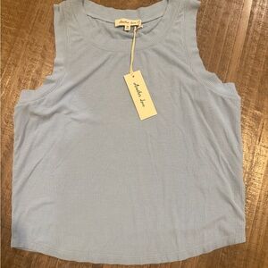 Another Love Light Blue Ribbed Crop Top